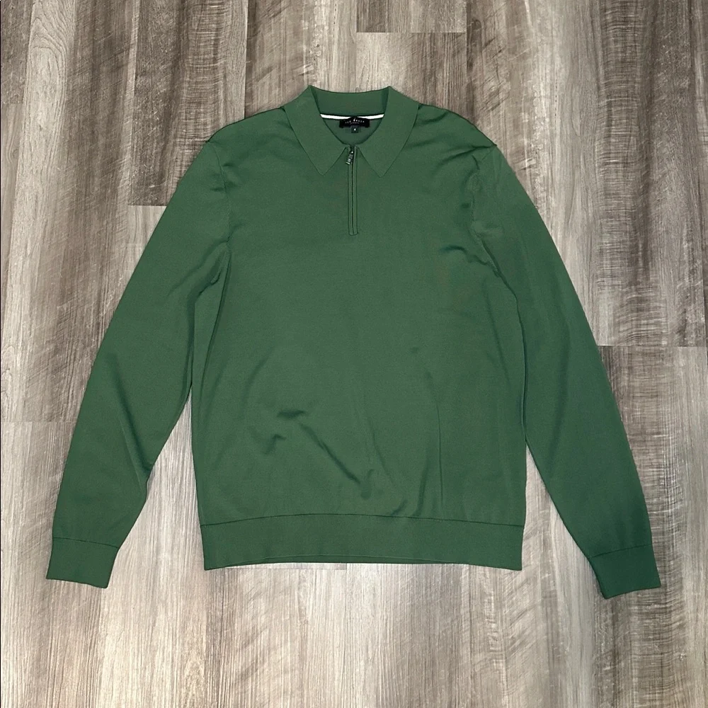 Ted Baker London Viba Regular Half Zip Rayon Long Sleeve Polo - 4 (Large)